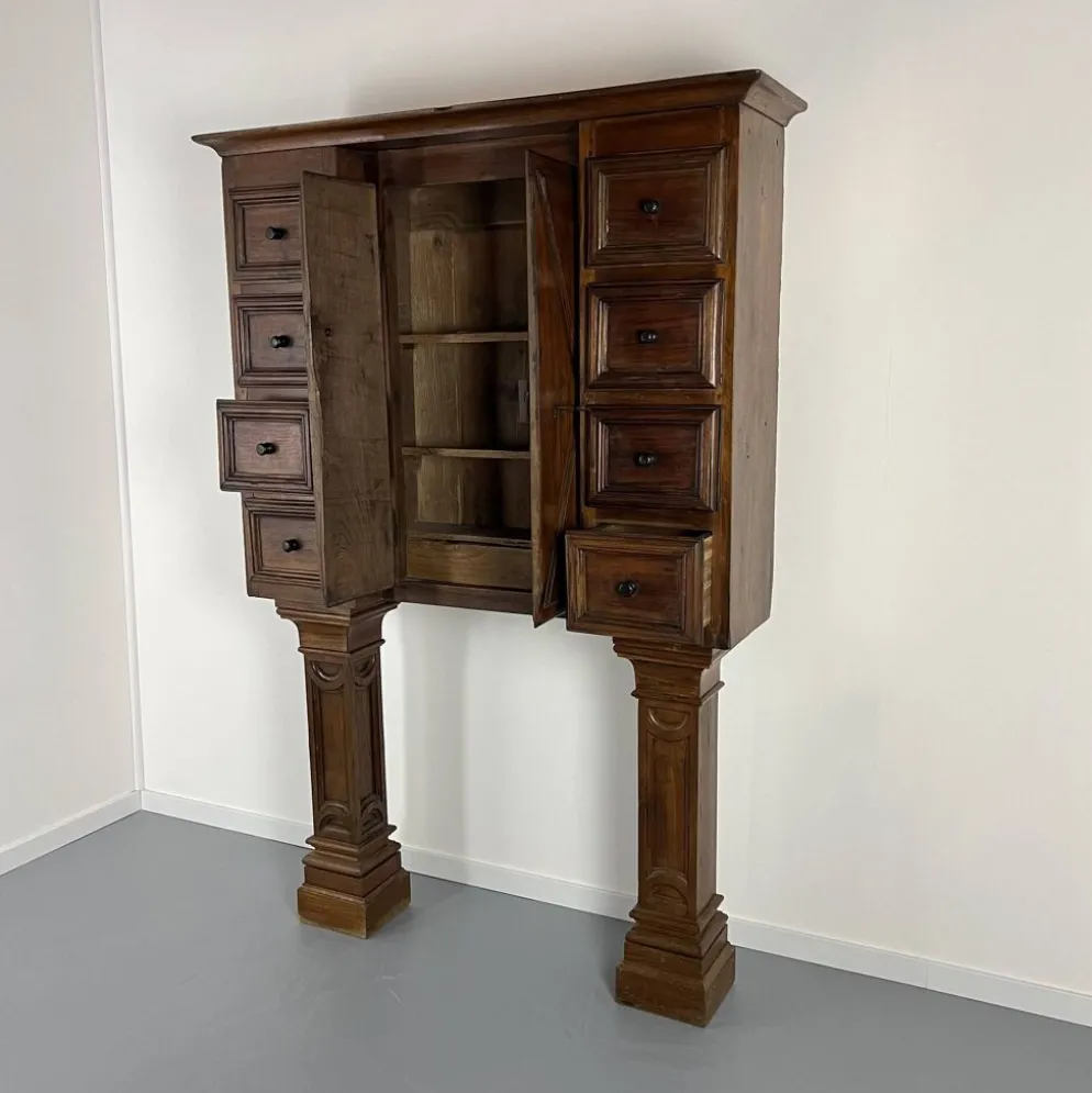 Stipo Monetiere, Piemont XVIIe meuble cabinet à 8 tiroirs, en noyer, Italie