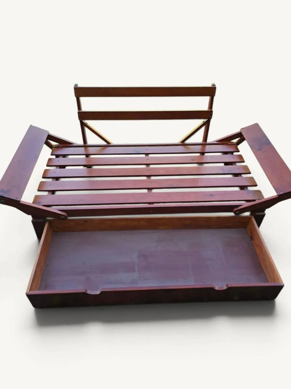 Structure de banquette-lit convertible en bois avec tiroir de rangement