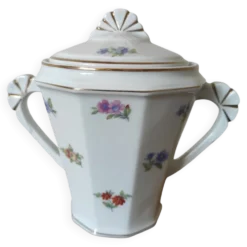 Sucrier ancien en porcelaine base décagonale