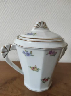 Sucrier ancien en porcelaine base décagonale