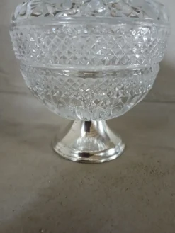 Sucrier ancien en verre + métal