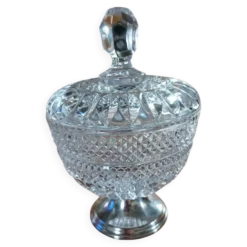 Sucrier ancien en verre + métal