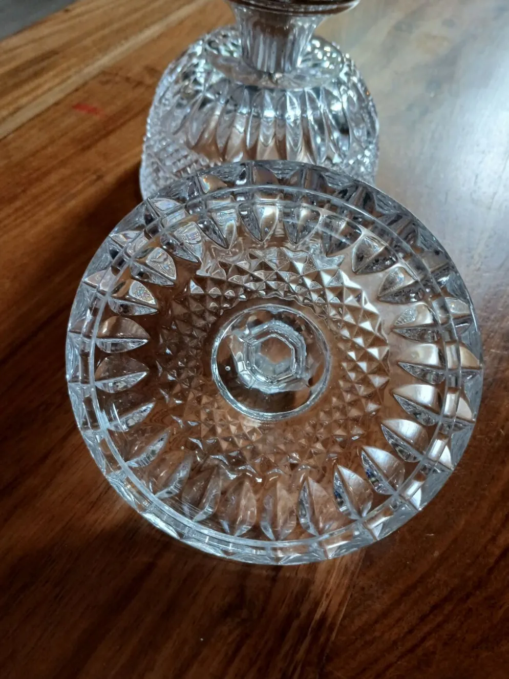 Sucrier ancien en verre + métal