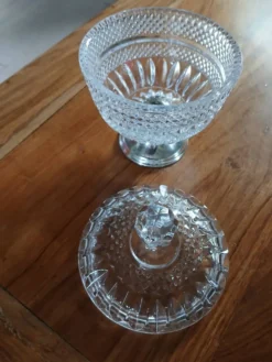 Sucrier ancien en verre + métal