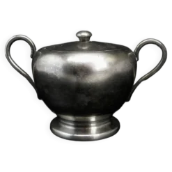 Sucrier Art Déco, en laiton argenté, Pologne, années 1950