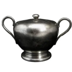 Sucrier Art Déco, en laiton argenté, Pologne, années 1950