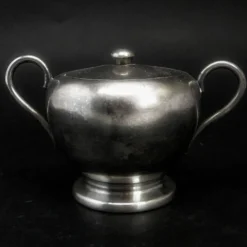 Sucrier Art Déco, en laiton argenté, Pologne, années 1950