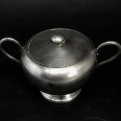 Sucrier Art Déco, en laiton argenté, Pologne, années 1950