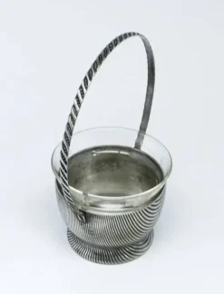 Sucrier Art Déco, en laiton argenté, Szandrik, Hongrie, années 1930