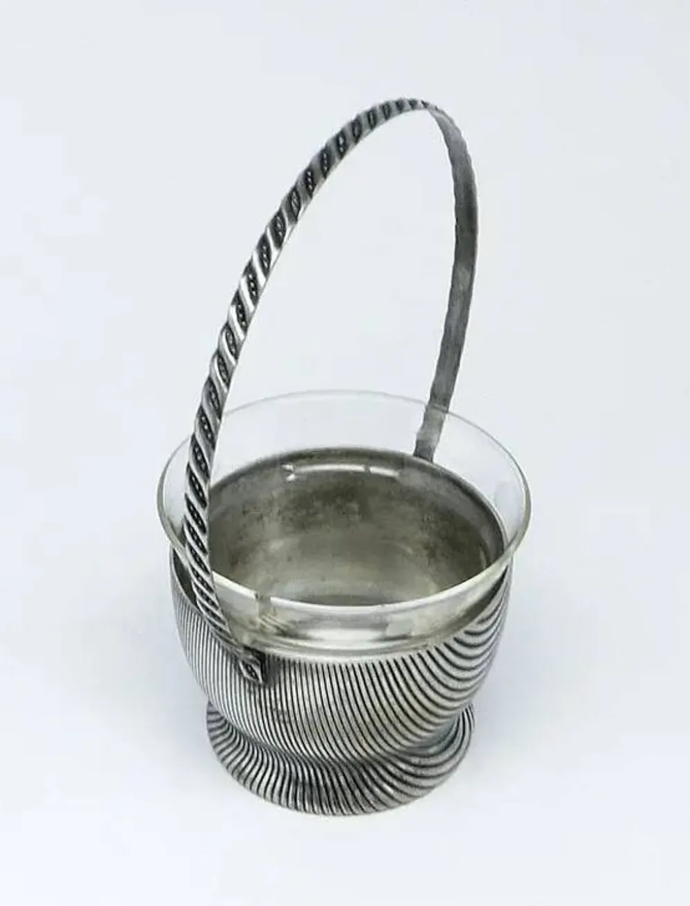 Sucrier Art Déco, en laiton argenté, Szandrik, Hongrie, années 1930