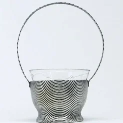 Sucrier Art Déco, en laiton argenté, Szandrik, Hongrie, années 1930