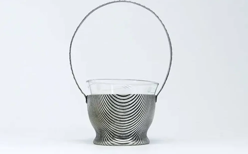 Sucrier Art Déco, en laiton argenté, Szandrik, Hongrie, années 1930