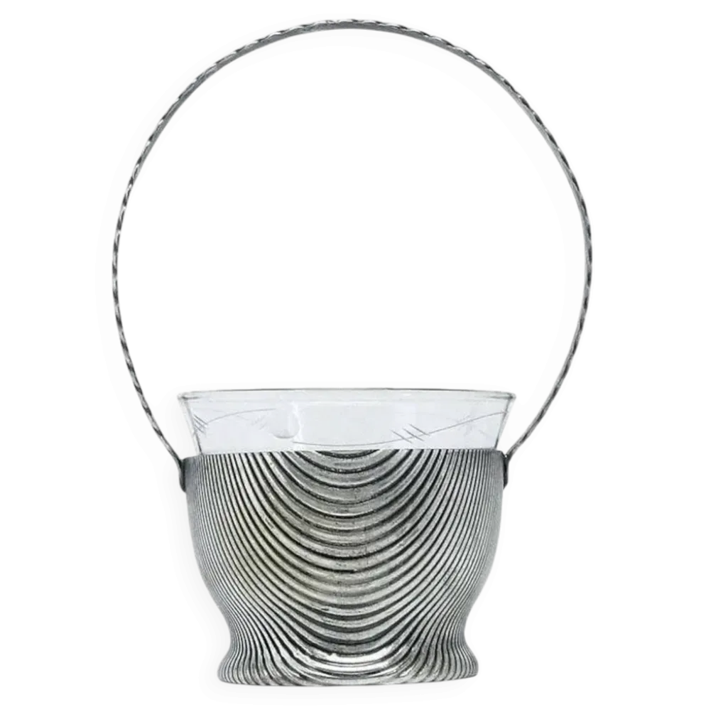 Sucrier Art Déco, en laiton argenté, Szandrik, Hongrie, années 1930