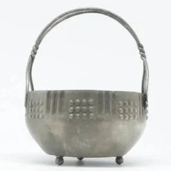 Sucrier Art Déco, en laiton argenté, Pologne, années 1920