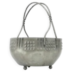 Sucrier Art Déco, en laiton argenté, Pologne, années 1920