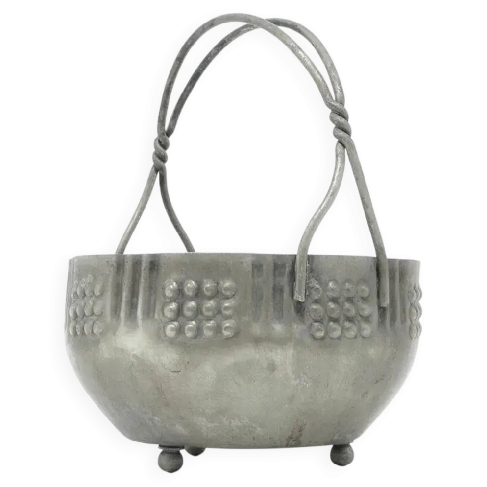 Sucrier Art Déco, en laiton argenté, Pologne, années 1920