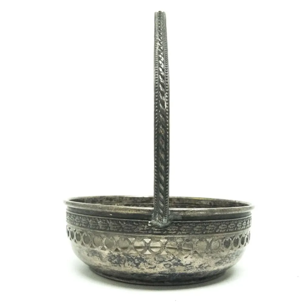 Sucrier Art Déco, en laiton argenté, Pologne, années 1920