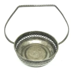 Sucrier Art Déco, en laiton argenté, Pologne, années 1920