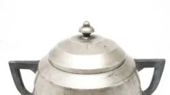 Sucrier Art Déco, laiton argenté, étain, Belgique, années 1920