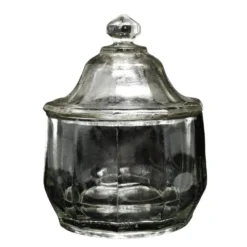 Sucrier, Art Déco, verre pressé, Allemagne, années 1950