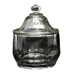Sucrier, Art Déco, verre pressé, Allemagne, années 1950