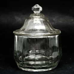 Sucrier, Art Déco, verre pressé, Allemagne, années 1950