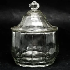 Sucrier, Art Déco, verre pressé, Allemagne, années 1950