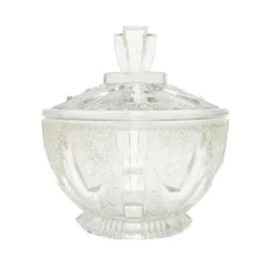 Sucrier Art Déco, verre pressé, Allemagne, années 1950
