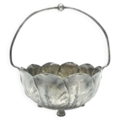 Sucrier Art Nouveau, en laiton argenté, frères Henneberg, Pologne, début du 20e siècle