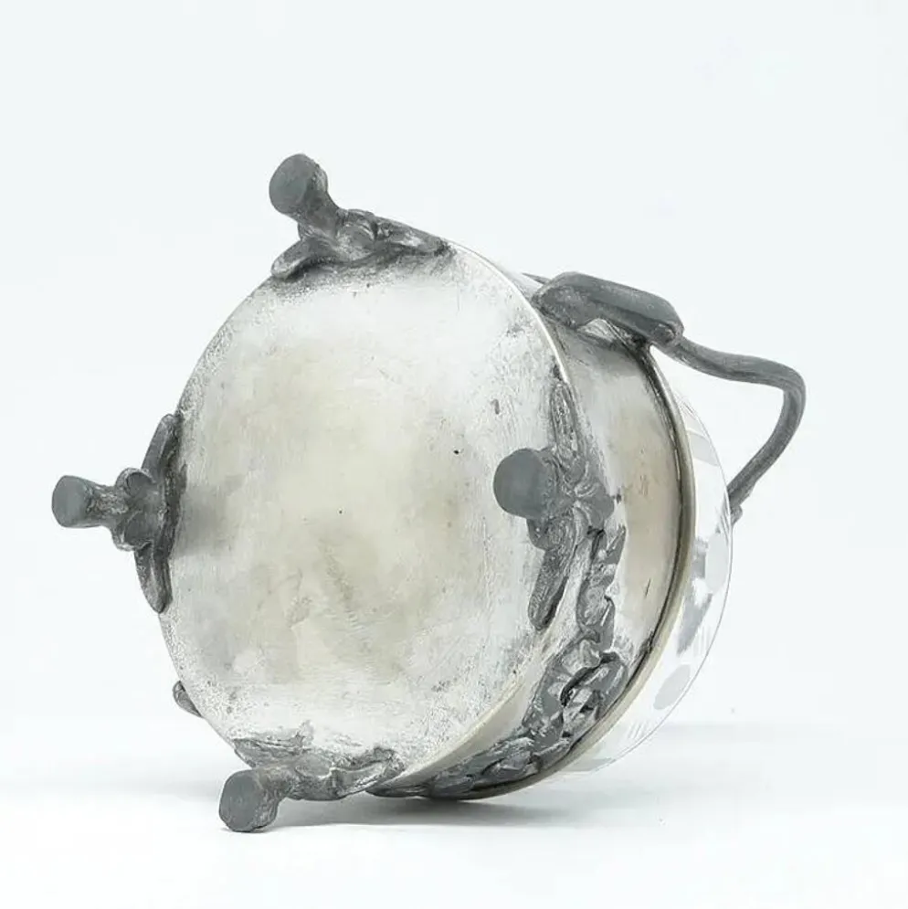 Sucrier Art Nouveau, en laiton argenté, Pologne, années 1920