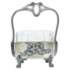 Sucrier Art Nouveau, en laiton argenté, Pologne, années 1920