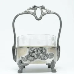 Sucrier Art Nouveau, en laiton argenté, Pologne, années 1920