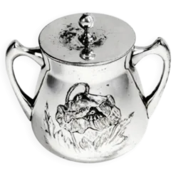Sucrier Art Nouveau, en laiton argenté, Pologne, années 1920
