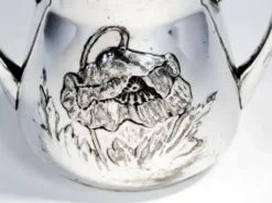 Sucrier Art Nouveau, en laiton argenté, Pologne, années 1920