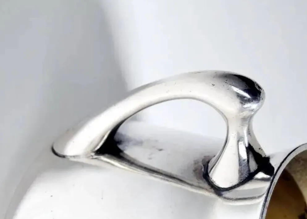 Sucrier Art Nouveau, en laiton argenté, Pologne, années 1920