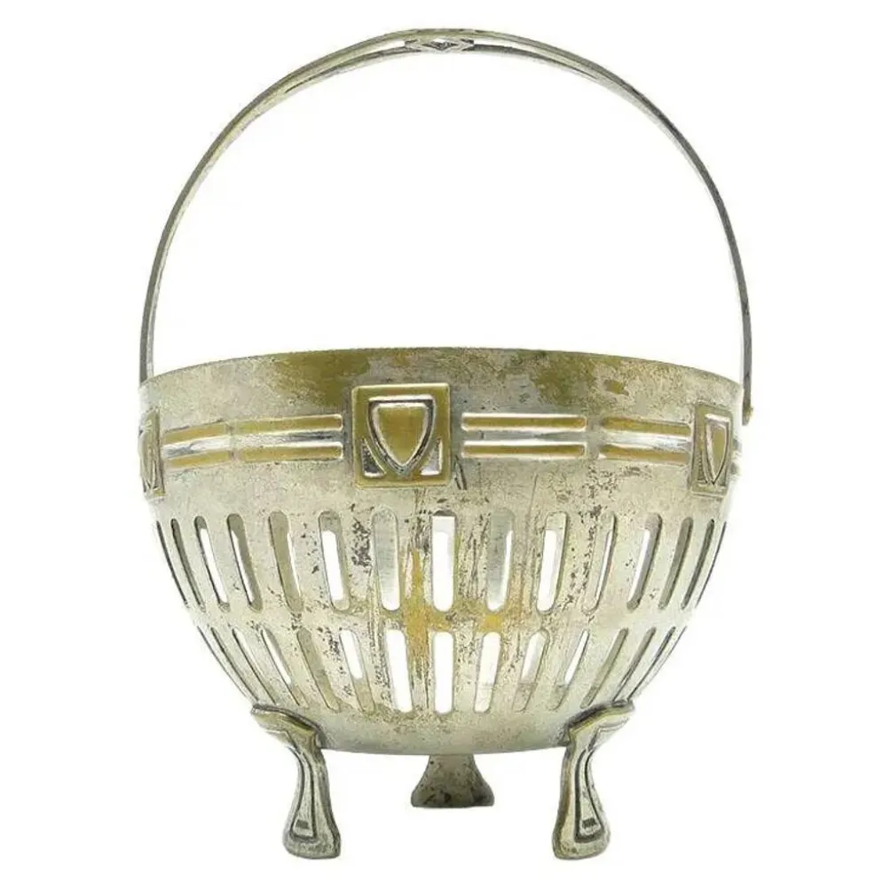 Sucrier, Art Nouveau, laiton argenté, Suède, début du 20e siècle