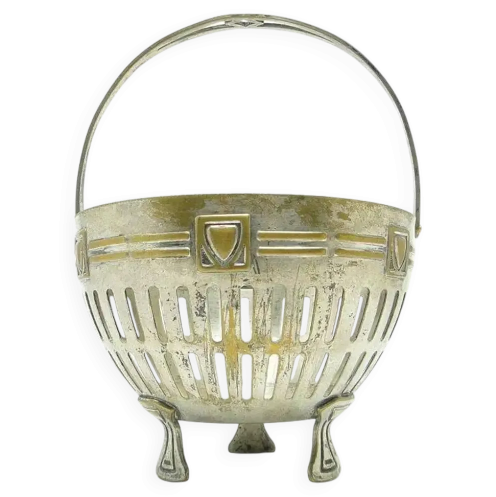 Sucrier, Art Nouveau, laiton argenté, Suède, début du 20e siècle