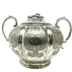Sucrier Art Nouveau, étain, France, début du 20e siècle