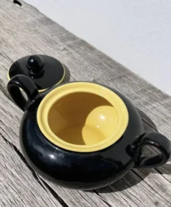 Sucrier bonbonnière céramique noir et jaune villeroy et boch Biarritz