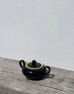 Sucrier bonbonnière céramique noir et jaune villeroy et boch Biarritz