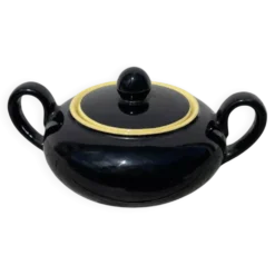 Sucrier bonbonnière céramique noir et jaune villeroy et boch Biarritz