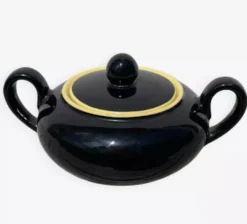 Sucrier bonbonnière céramique noir et jaune villeroy et boch Biarritz