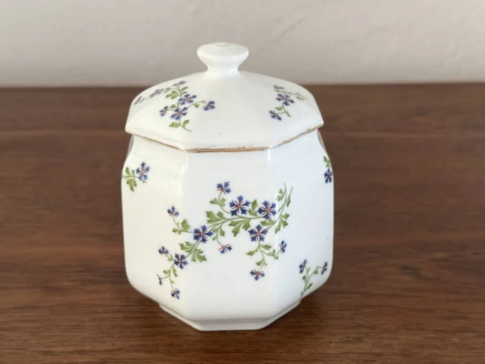 Sucrier / bonbonnière en porcelaine de Limoges Bernardaud décor barbeau
