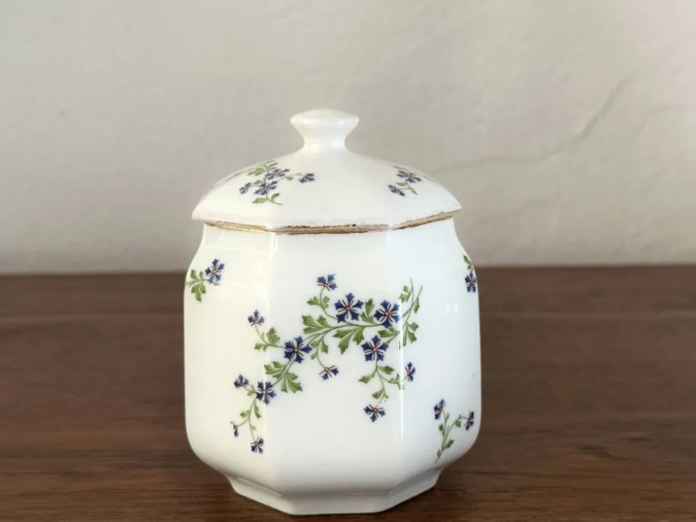 Sucrier / bonbonnière en porcelaine de Limoges Bernardaud décor barbeau