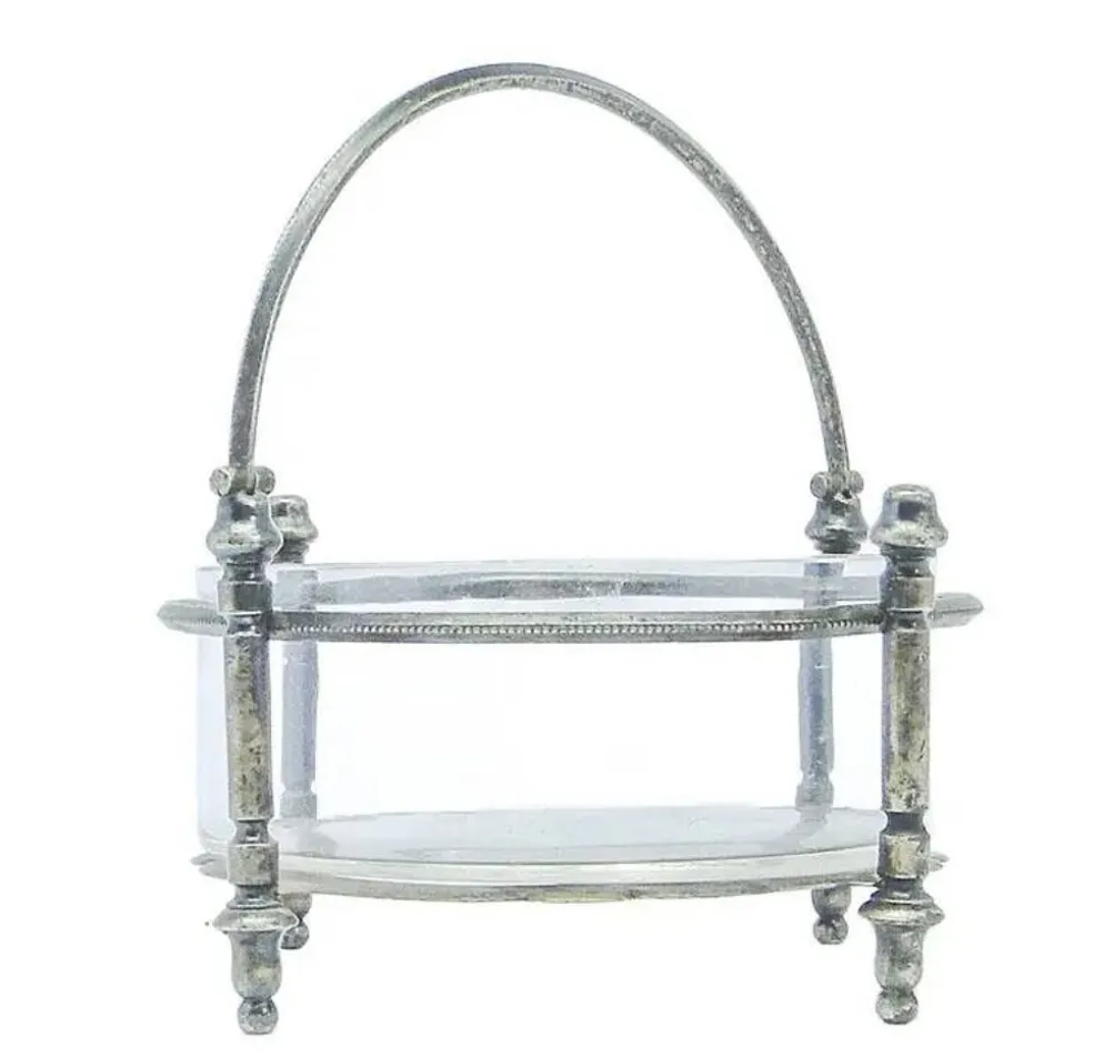 Sucrier Éclectisme, verre, laiton argenté, Bracia Henneberg, Pologne, années 1920.