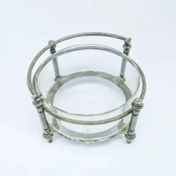 Sucrier Éclectisme, verre, laiton argenté, Bracia Henneberg, Pologne, années 1920.