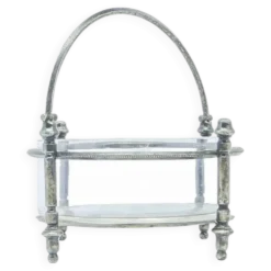 Sucrier Éclectisme, verre, laiton argenté, Bracia Henneberg, Pologne, années 1920.