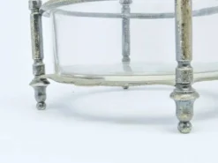 Sucrier Éclectisme, verre, laiton argenté, Bracia Henneberg, Pologne, années 1920.