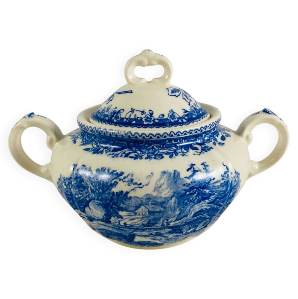 Sucrier Couvert Villeroy et Boch Mettlach Burgenland bleu