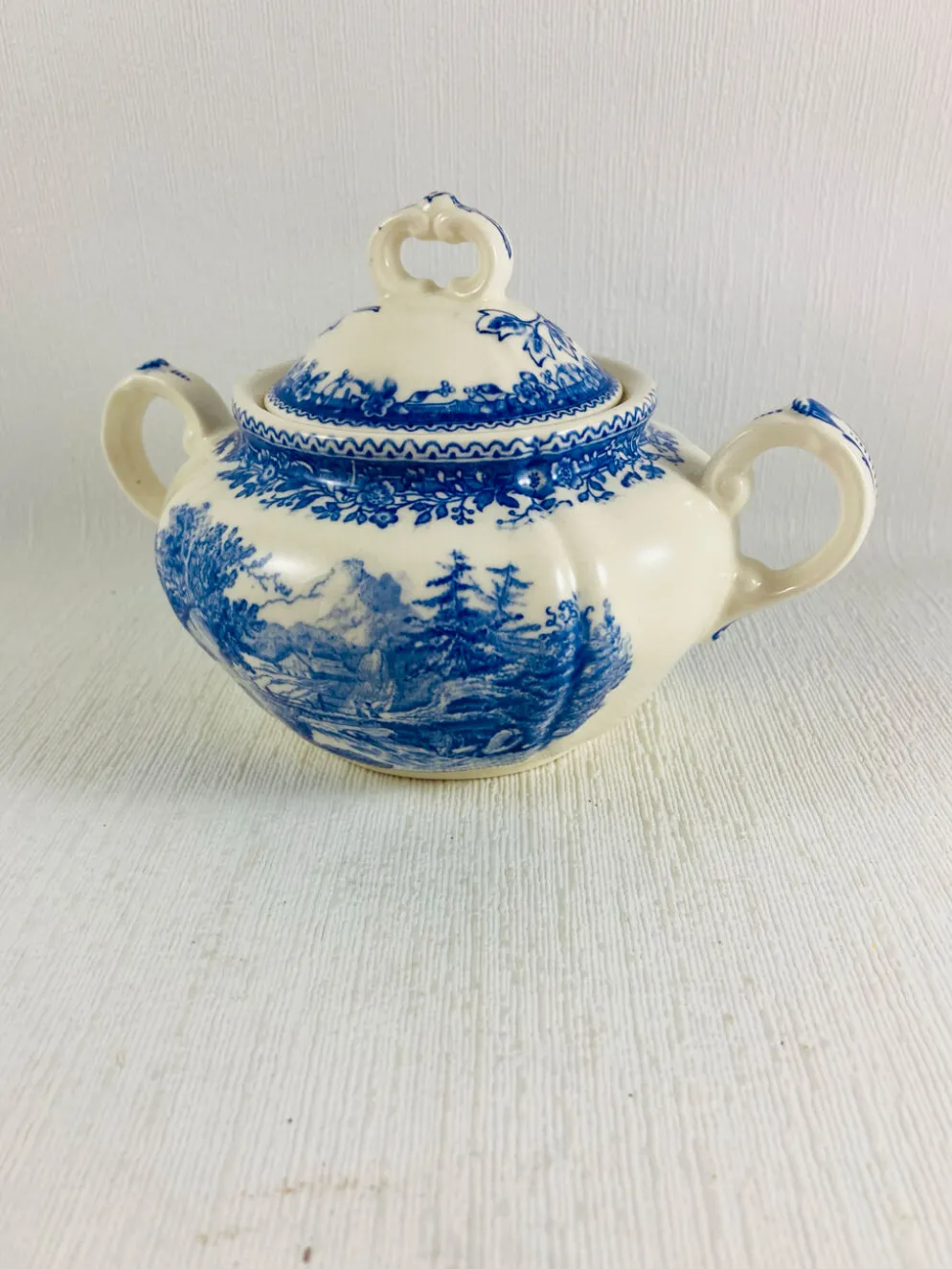 Sucrier Couvert Villeroy et Boch Mettlach Burgenland bleu